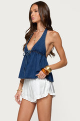 Safia Denim Halter Top