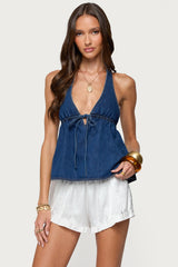 Safia Denim Halter Top