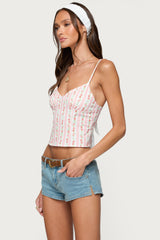 Raia Floral Striped Backless Top