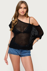 Trix Off Shoulder Open Knit Top