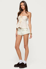 Izzey Polka Dot Strapless Babydoll Top