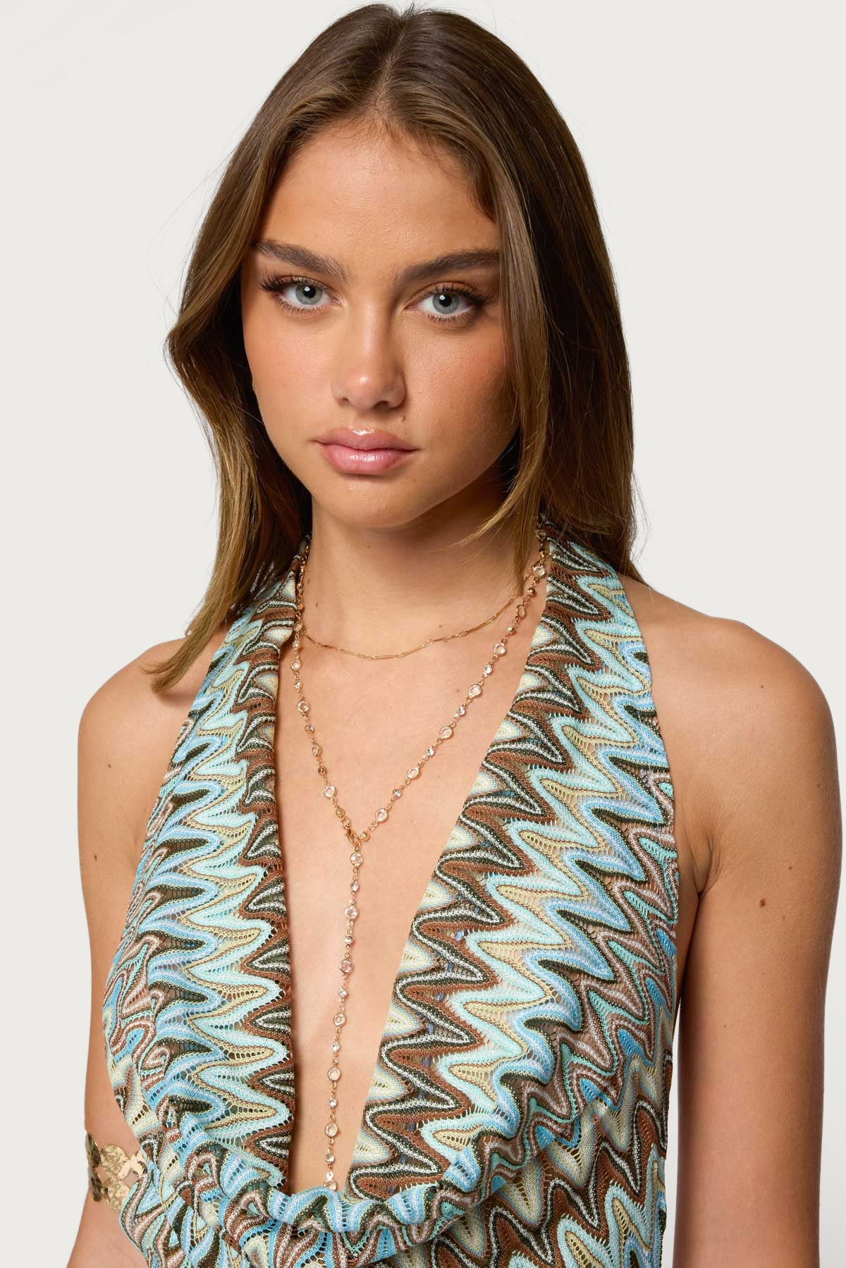 Faux Crystal Cascading Necklace Set