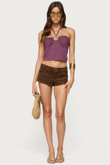 Abstract Metal Detail Halter Top