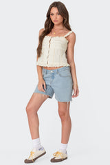 Hera Button Front Ruffled Top