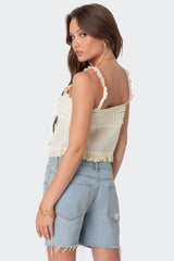 Hera Button Front Ruffled Top