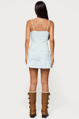 Tiered Ruffle Striped Mini Dress