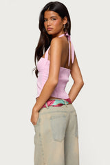 Caitie Striped Buckle Halter Top