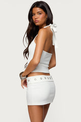 Havana Grommet Ribbed Halter Top