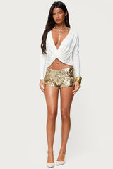 Twisted V Neck Long Sleeve Top