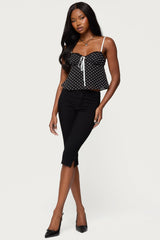 Contrast Polka Dot Cupped Chiffon Top