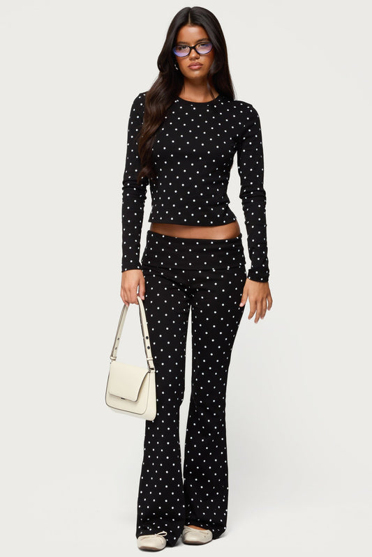 Daliya Polka Dot Fold Over Pants