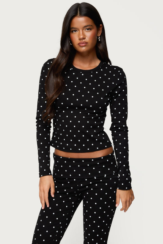 Daliya Polka Dot Long Sleeve Top
