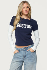 Boston Layered Long Sleeve T Shirt