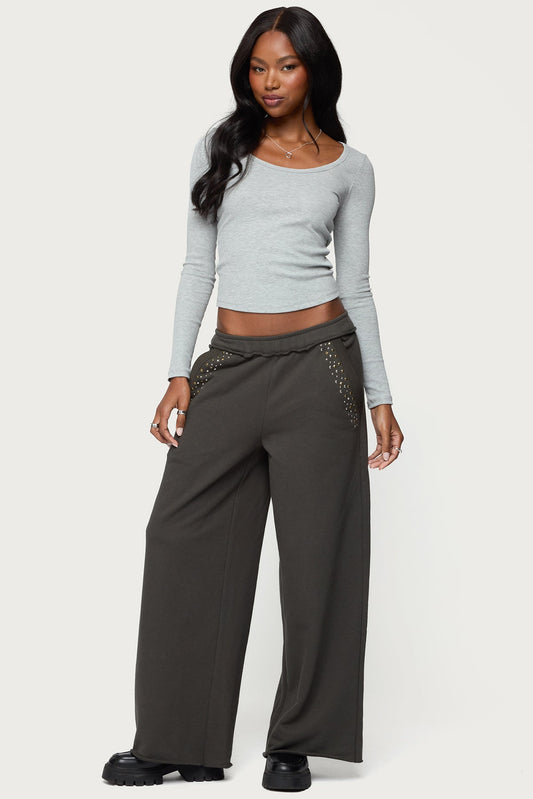 Wrenn Studded Wide Leg Sweatpants