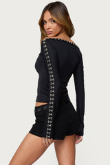 Zaina Hook & Eye Boat Neck Top