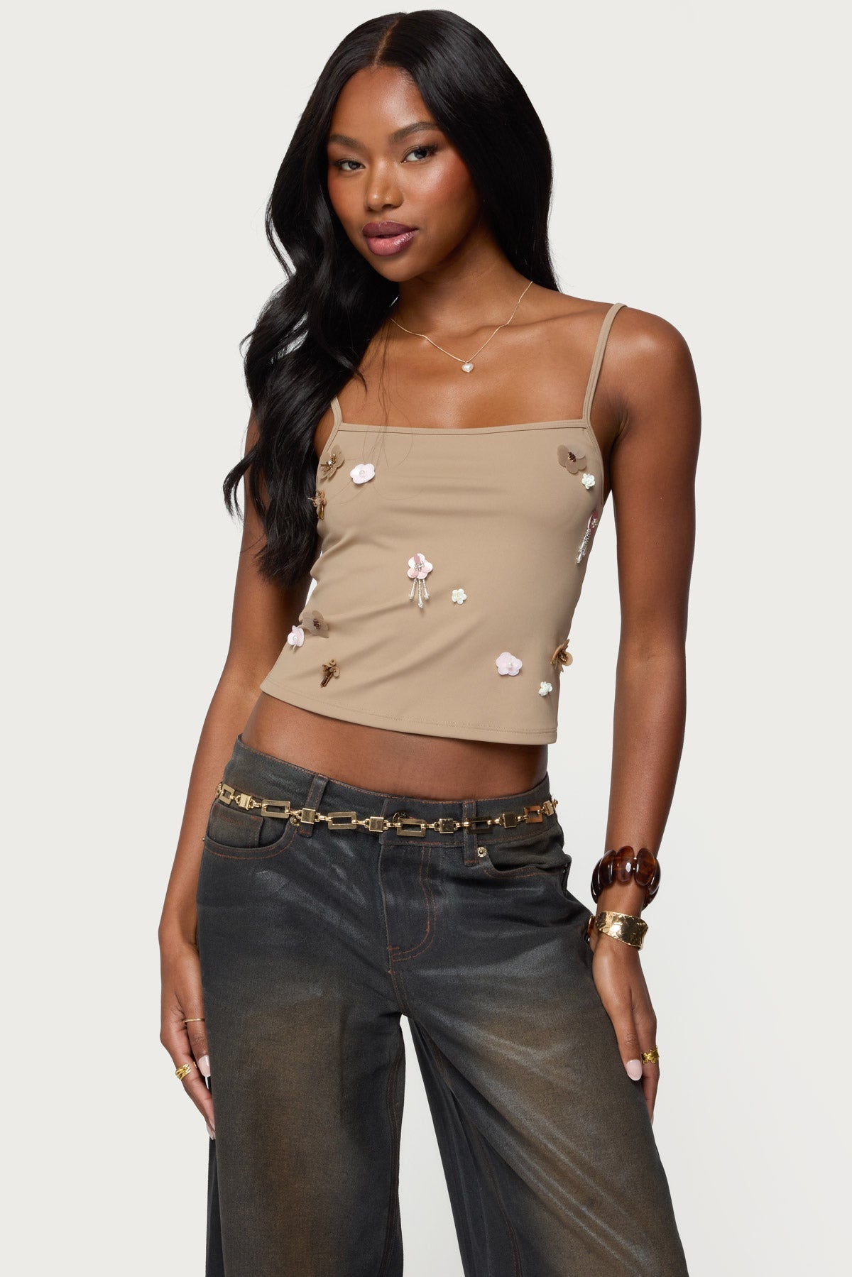 Malia Flower Applique Tank Top