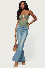 Kalina Cutout Faux Suede Strapless Top