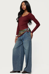 Larna V Neck Ribbed T Shirt