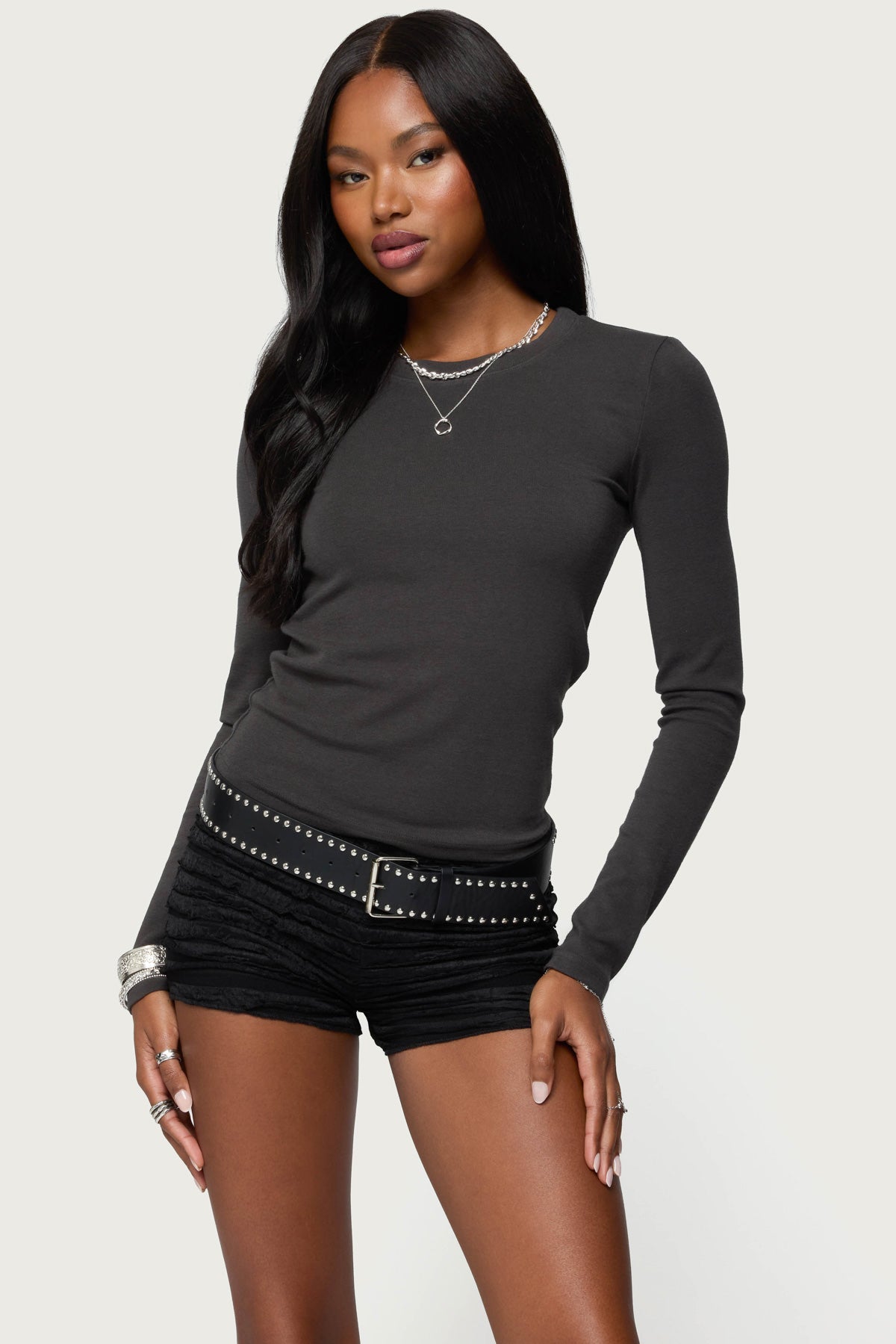 Daphne Ribbed Long Sleeve T Shirt