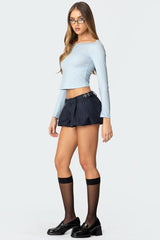 Off Shoulder Lacey Ribbed Top