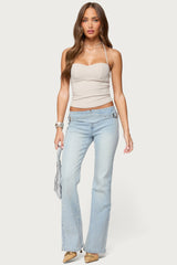 Kenza Belted Low Rise Flared Jeans