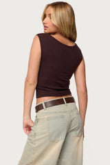 Jarah Pointelle Knit Boat Neck Top