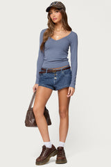 Moreen Ribbed Long Sleeve T Shirt