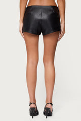 Studded Belt Faux Leather Micro Shorts