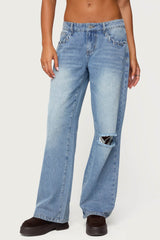 Dutton Distressed Low Rise Jeans