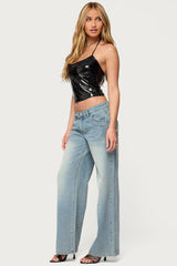 Celia Grommet Washed Low Rise Jeans