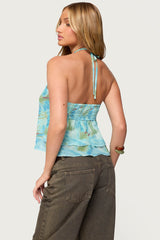 Dragon Lily Layered Chiffon Halter Top