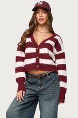 Kaz Striped Knit V Neck Cardigan