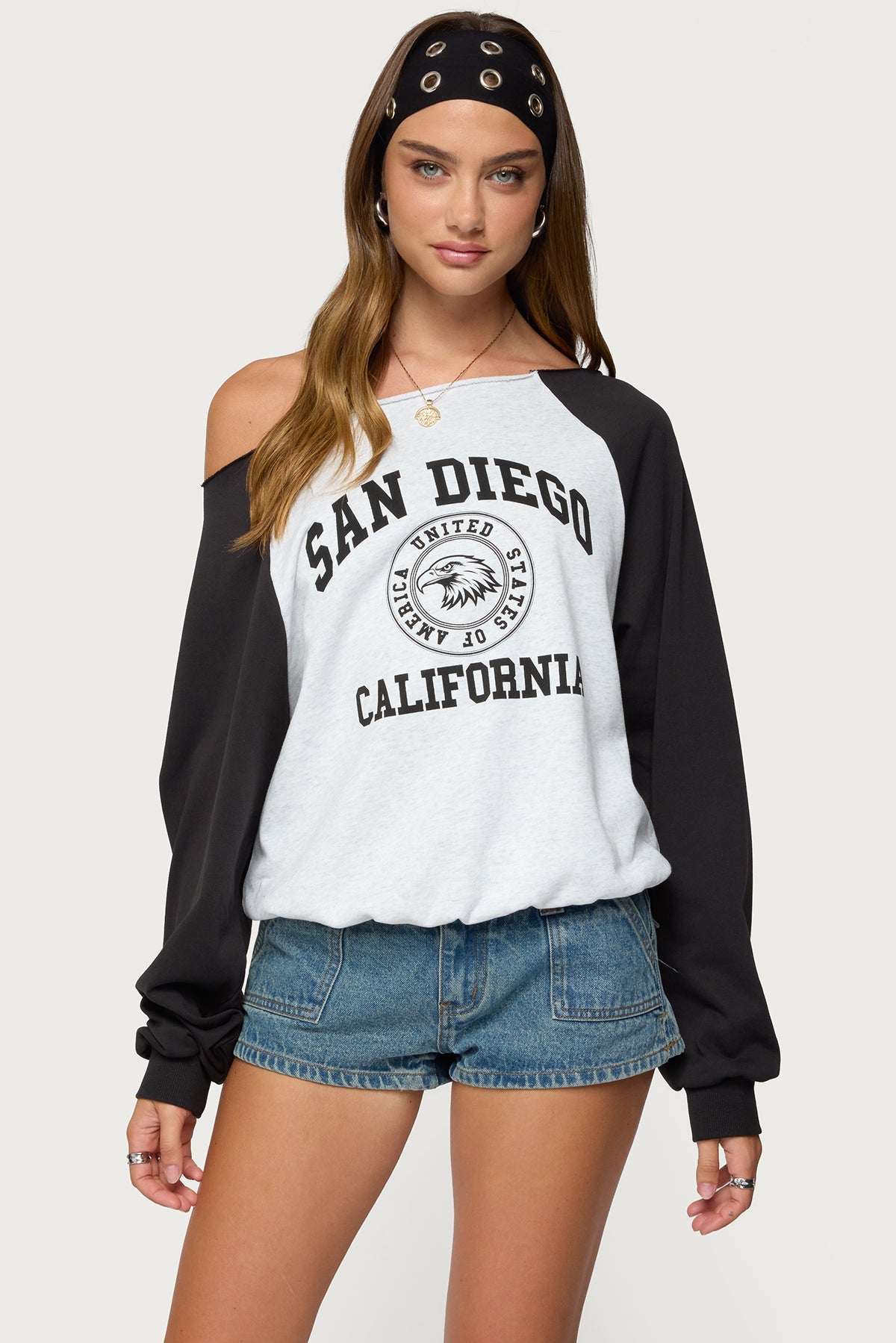 San Diego Off Shoulder Raglan Sweatshirt