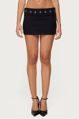 Havana Grommet Ribbed Foldover Mini Skort