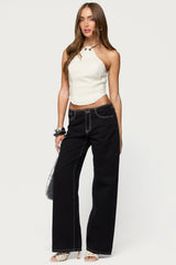 Kizzie Faux Leather Halter Top