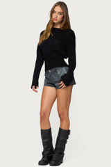 Rhiley Contrast Faux Suede Micro Shorts